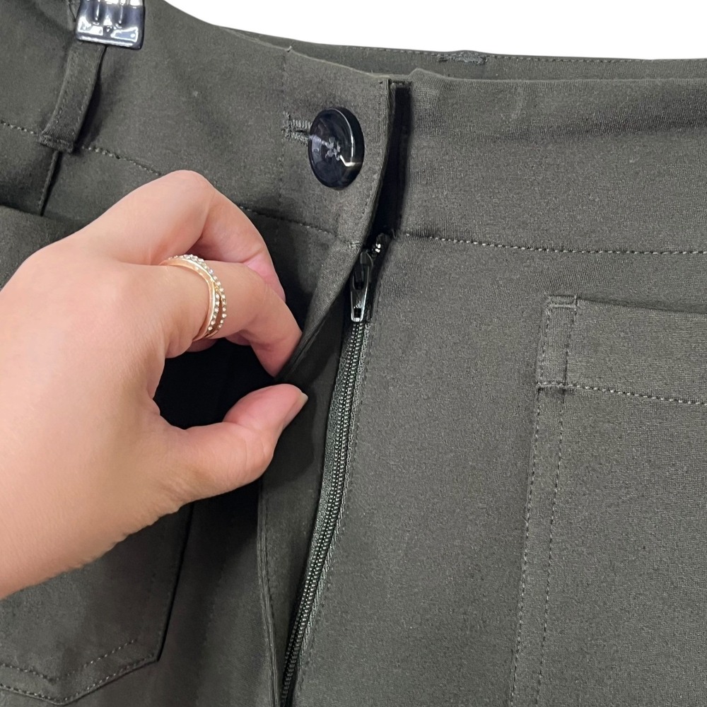 Quince Ultra-Stretch Ponte Cropped Wide Leg Pants Olive Green High Rise Size 4 - Picture 4 of 8